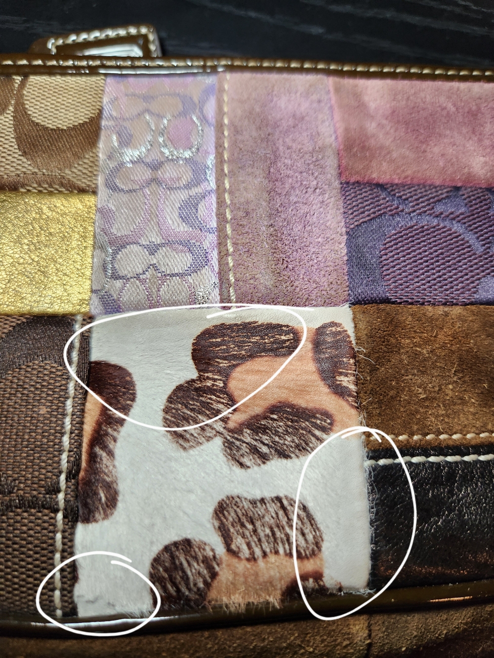 Coach Patchwork Leather & Suede Shoulder Bag - Brown Multi - Picture 6 of 6
